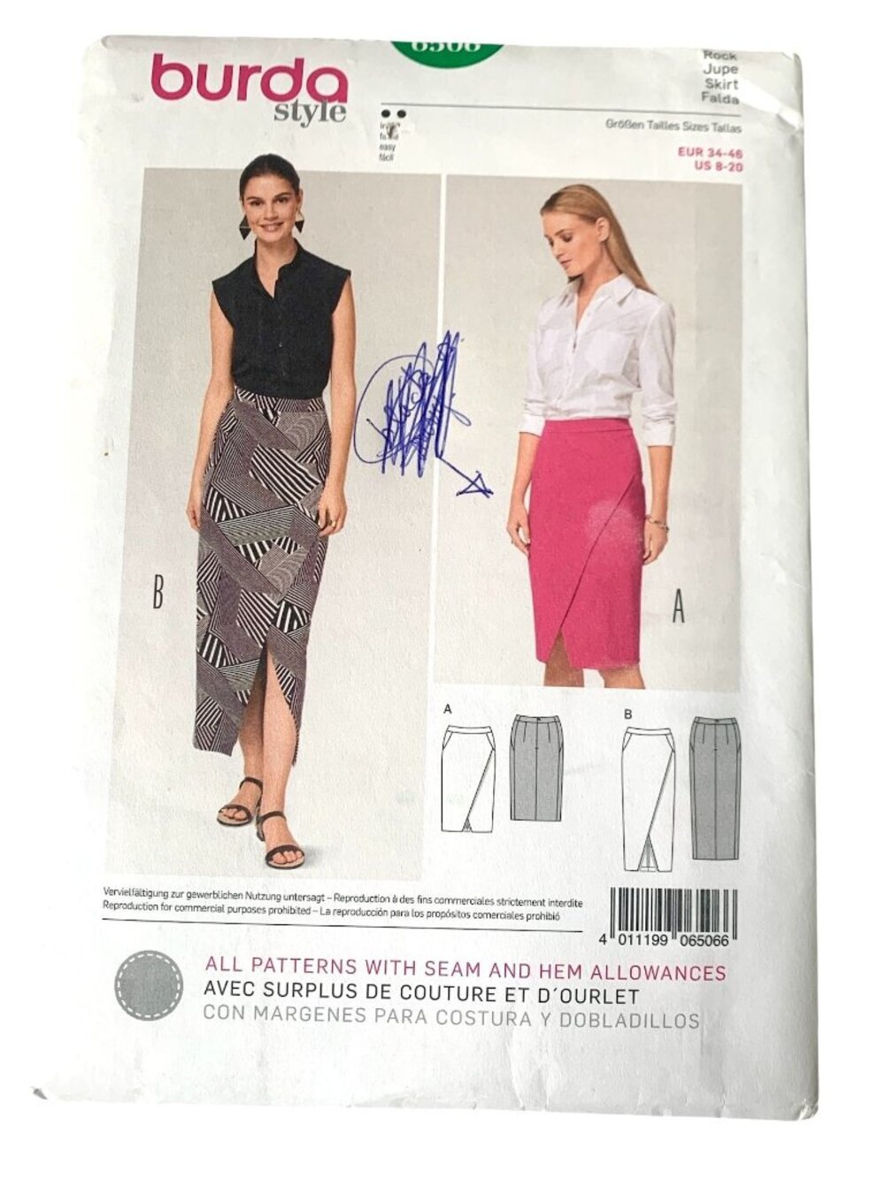Burda 6506 Pattern Misses Fitted Skirt  Uncut Size 8 10 12 14 16 18